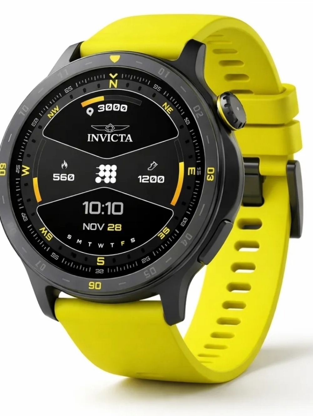 NEW Invicta I-Tech 2 Smartwatch Bright Yellow Silicone Band and Black Case 46mm
